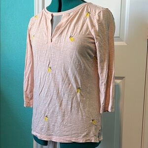 LOFT Pink Lemon Embroidered Women's Top